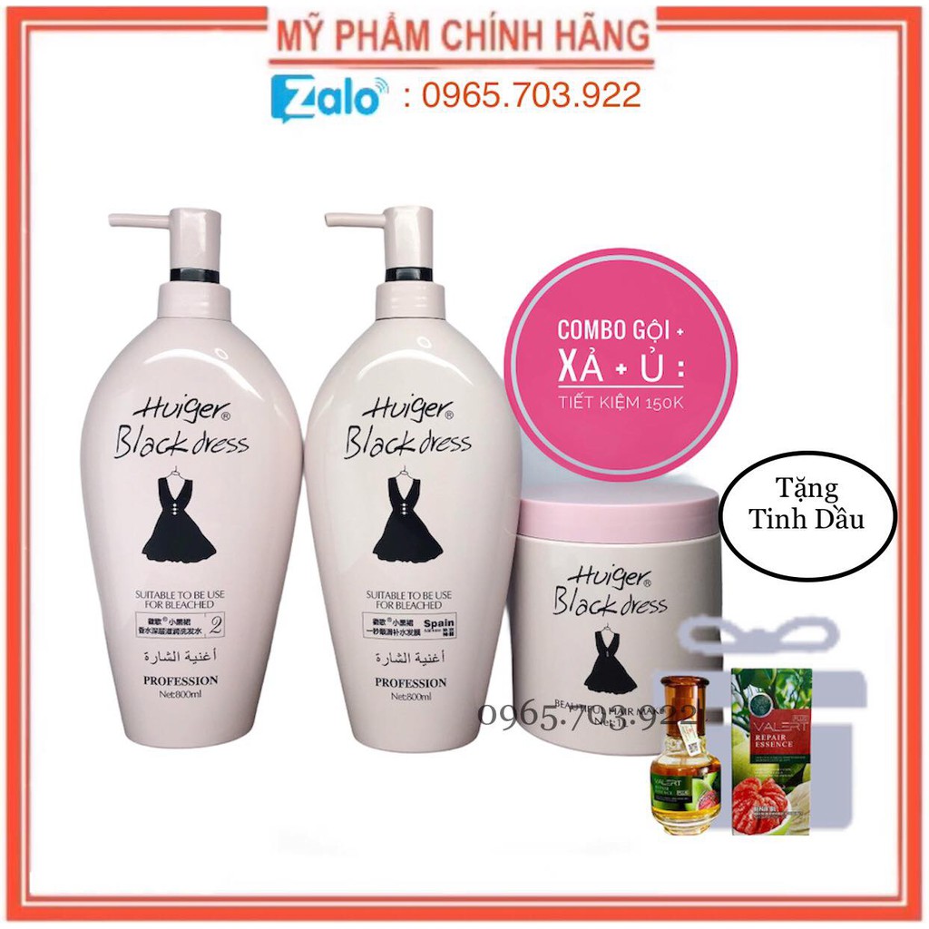 Dầu Gội Xả + Hấp Tri Rung Hương Nước Hoa Quyến Rũ Huiger Siêu Mềm Mượt  800ML X 2 - Tặng Tinh Dầu