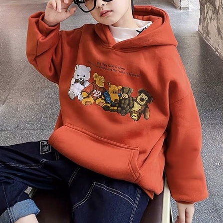 Áo hoodie unisex CON XINH form rộng nỉ nam nữ NHỮNG CHÚ GẤU thời trang thu đông cho trẻ em từ 4 đến 8 tuổi