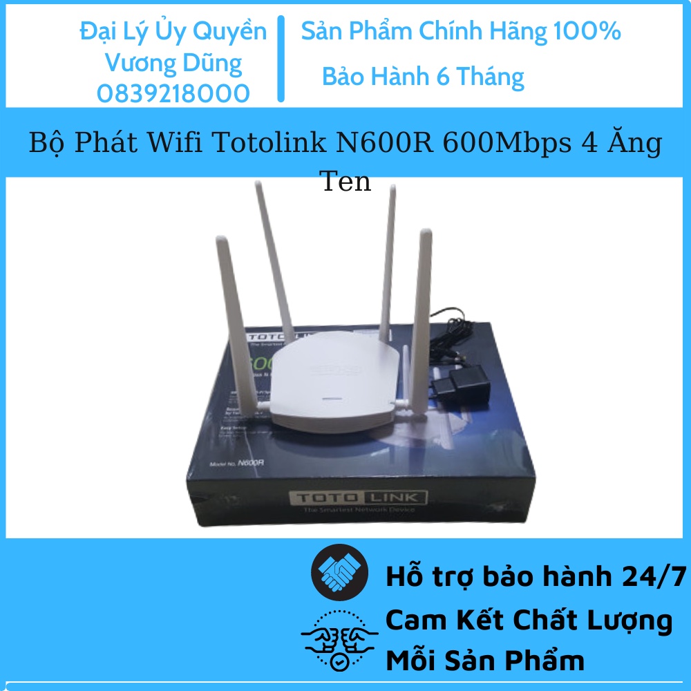 Bộ Phát Wifi Totolink N600R 600Mbps 4 Ăng Ten - Hàng chính hãng - Bảo hành 2 năm