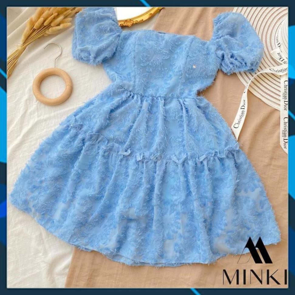 [ HOT DEAL ]  Váy Cổ Vuông Hở Lưng -  100% Lụa Lông Vũ Cao Cấp - 2 màu Xanh - Trắng - Đầm Xòe Tôn Dáng Dáng Yêu [][] | BigBuy360 - bigbuy360.vn