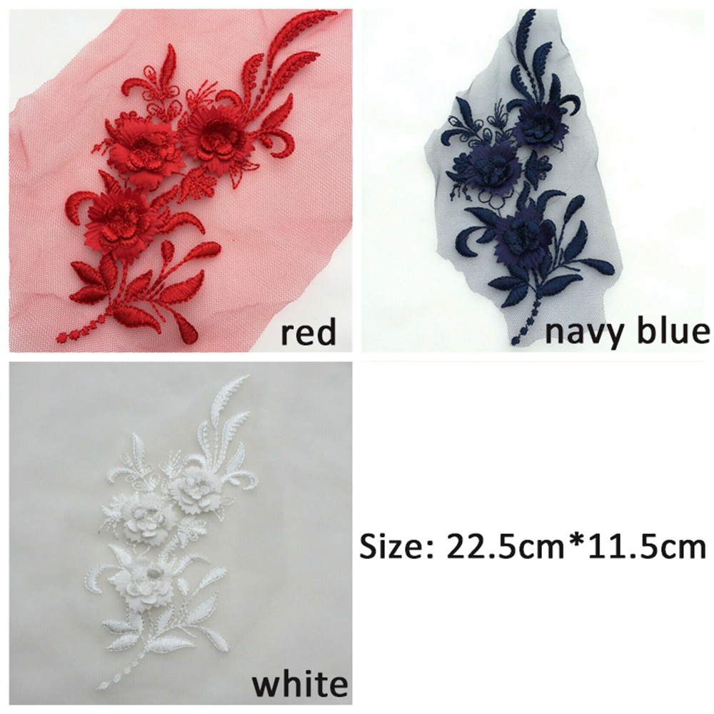 HCHCPhụ kiện hình hoa bằng vải tuyn phối ren đính ngọc trai thêu trang trí váy cưới/ quần áo thủ công DIY