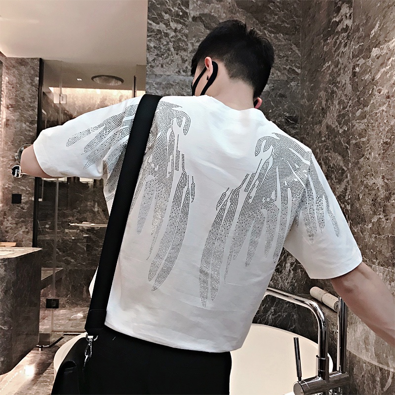 Áo Thun Nam Tay Ngắn Đính Đá Phong Cách Mới Lạ Thời Trang Mùa Hè