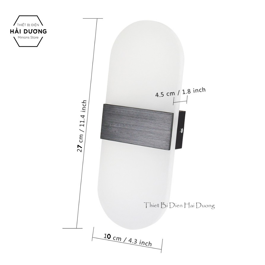 Combo 3 Đèn Led Gắn Tường Decor Hình Oval TN142 - 3 chế độ ánh sáng Trắng/Vàng/Trung Tính - Có Video