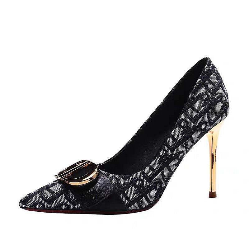 ☑Blazing gold bird lattice pattern pointed high heels design niche women s shoes 2021 new style temperament stiletto single