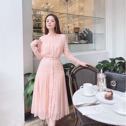 Váy tơ cao cấp xếp li Emily Dress LINN design