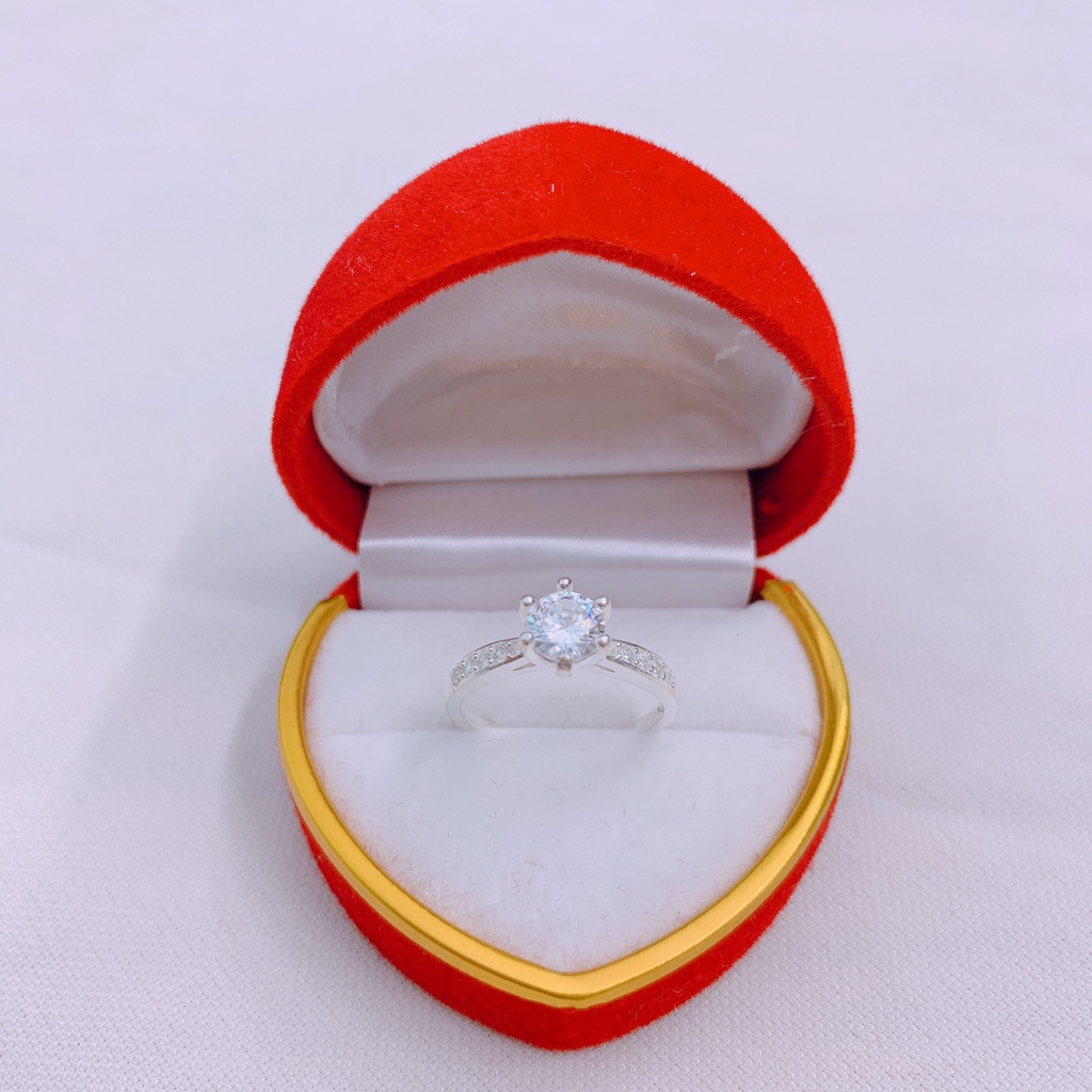 Nhẫn bạc ta nữ đính đá sáu chấu cạnh đá tinh xảo sang chảnh - Kho sỉ bạc Nhất Linh