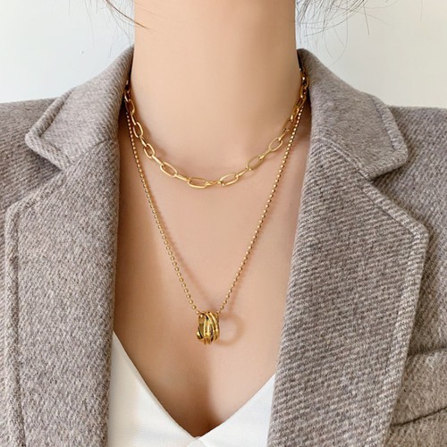 Dây Chuyền 2 Tầng Titan Ko Đen TT 3546