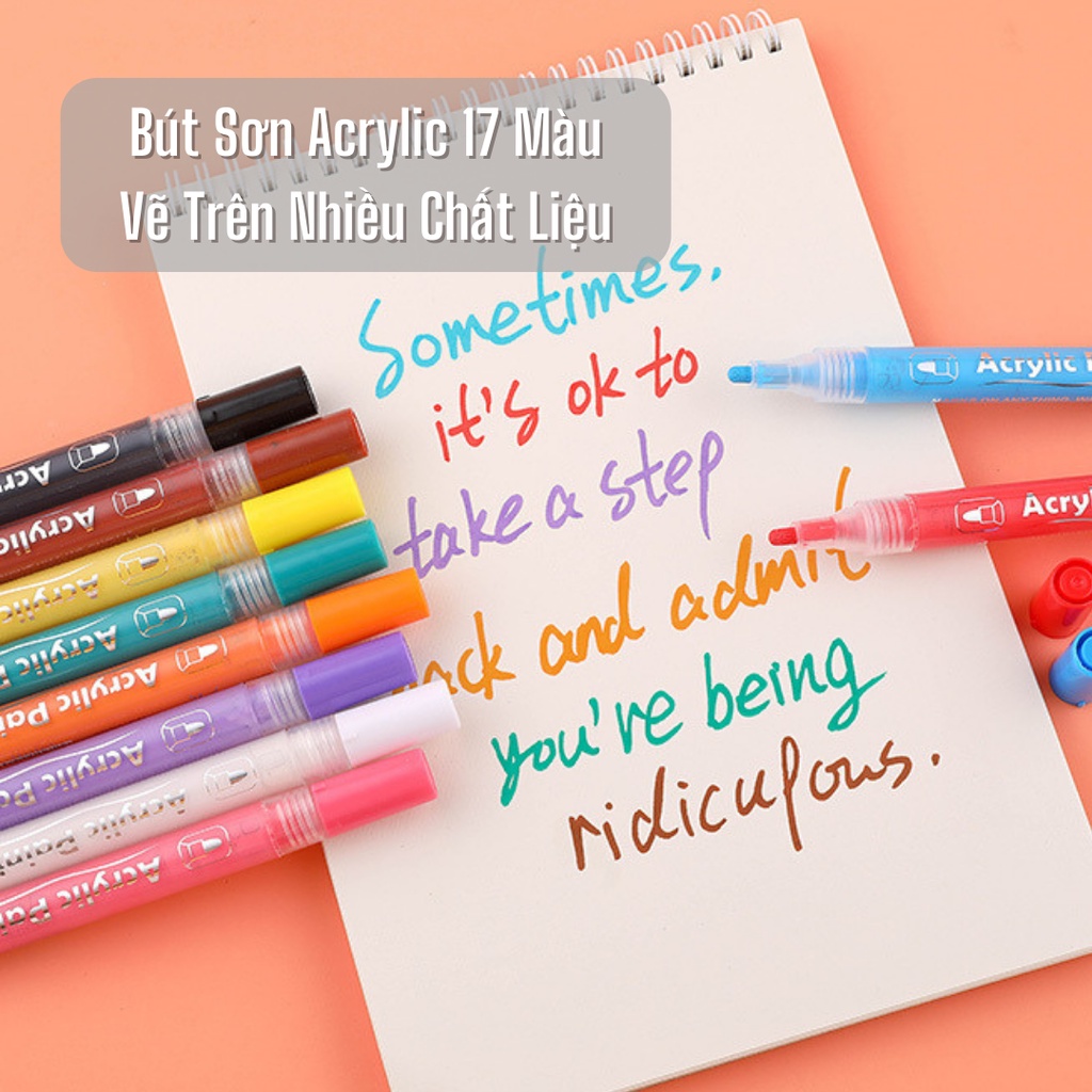 Bộ bút sơn Acrylic Painter 15 màu không phai không thấm nước vẽ trên nhiều chất liệu ST479
