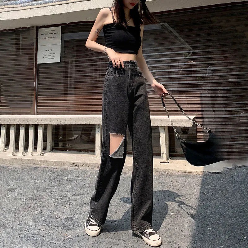 Quần jean Daduhey lưng cao ống rộng cá tính thời trang cho nữ