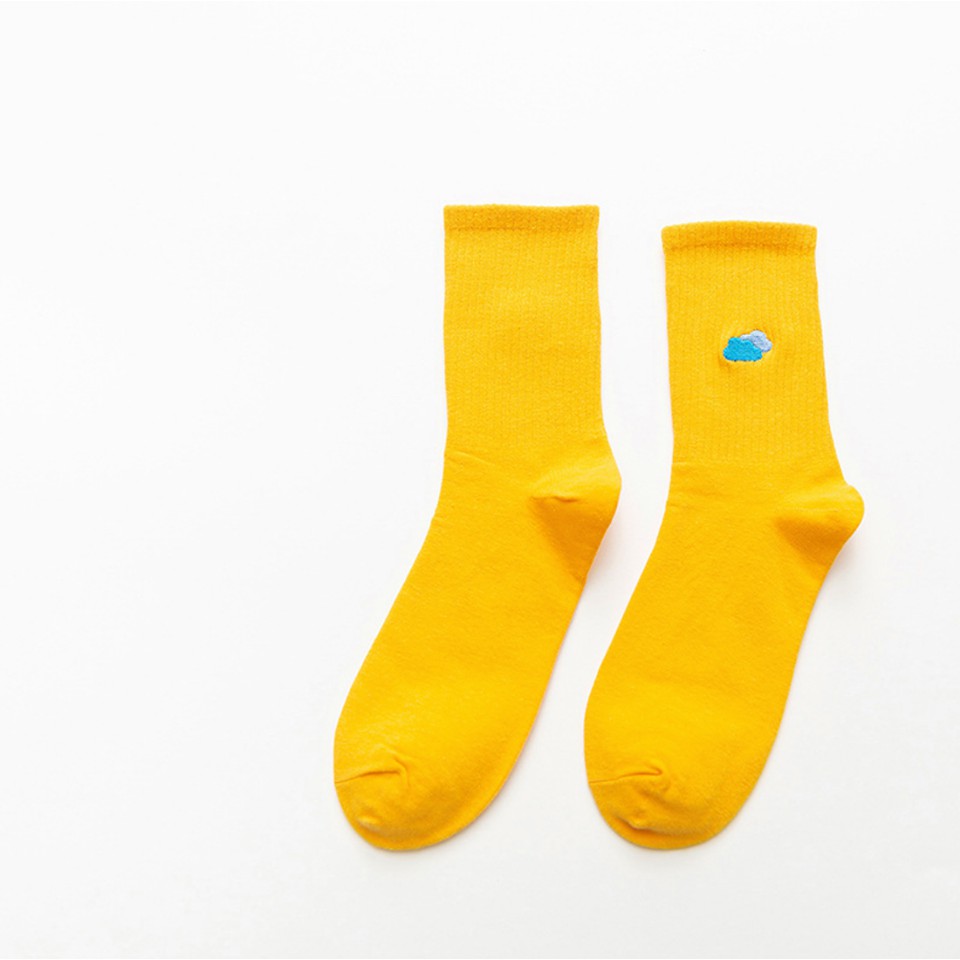 Vớ dài/ tất dài trơn gân Mua Tất thêu hình thời tiết và khuôn mặt (muatatshop)