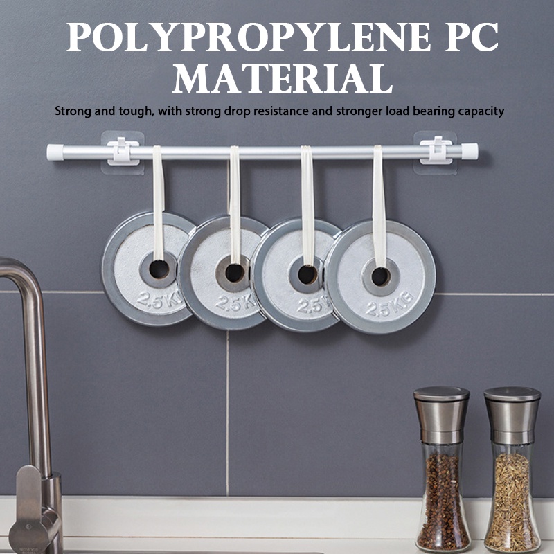 2 cái Không có đinh có thể điều chỉnh được Móc treo Giá đỡ Thanh Kẹp Móc Thanh Giá đỡ Giá đỡ Keo dán Tường Rèm Cố định Kẹp Treo Giá Treo Móc