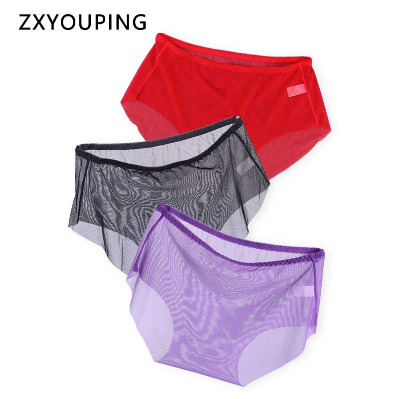 AOFEIQIKE Quần lót bằng polyester xuyên thấu siêu mỏng thoáng khí không đường may gợi cảm L-3XL cho nữ