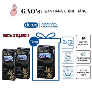 Combo 2 hộp bao cao su siêu mỏng durex kingtex 24 cái + tặng kèm 1 hộp 12 cái
