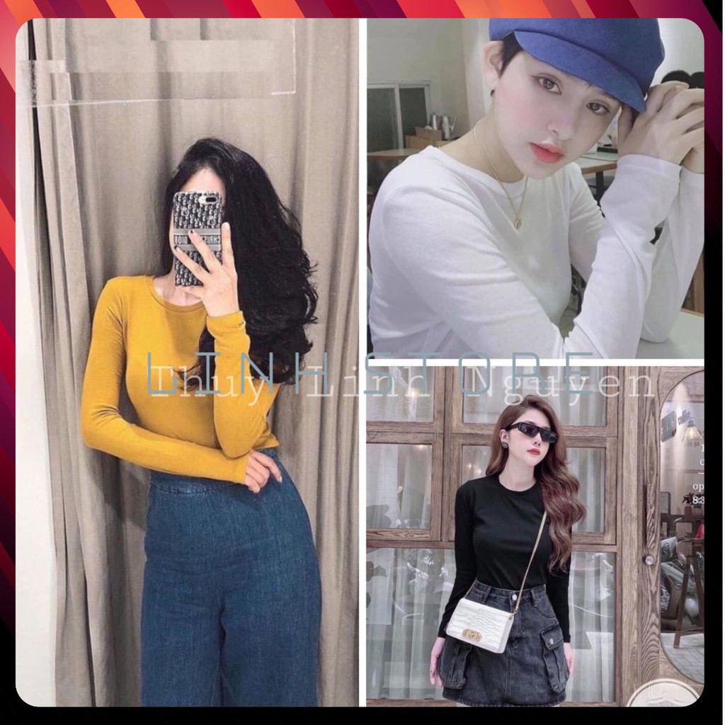 Áo Thun Dài Tay Nữ 🦋SALE🦋 Áo Phông Cổ Tròn Dáng Ôm Body phong cách hàn quốc Nhiều Màu nhập khẩu cao cấp | BigBuy360 - bigbuy360.vn