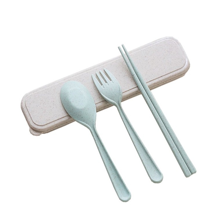 Bộ thìa  dĩa đũa 3 chi tiết bằng lúa mạch tiện dụng - phụ kiện bàn ăn 1601
