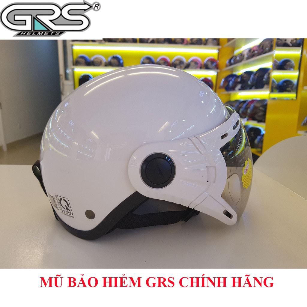 Mũ bảo hiểm nửa đầu có kính GRS A33k màu trắng bảo hành 12 tháng chính hãng Shop Mũ 192