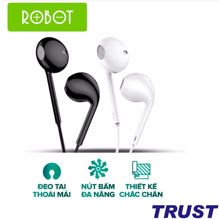 Tai Nghe Nhét Tai Có Dây - ROBOT RE10- Nghe Nhạc Đàm Thoại - Cổng Kết Nối 3.5mm - BẢO HÀNH 12 THÁNG 1 ĐỔI 1