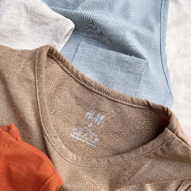 Đồ bộ sát nách trơn HM bé trai vải cotton dư xịn