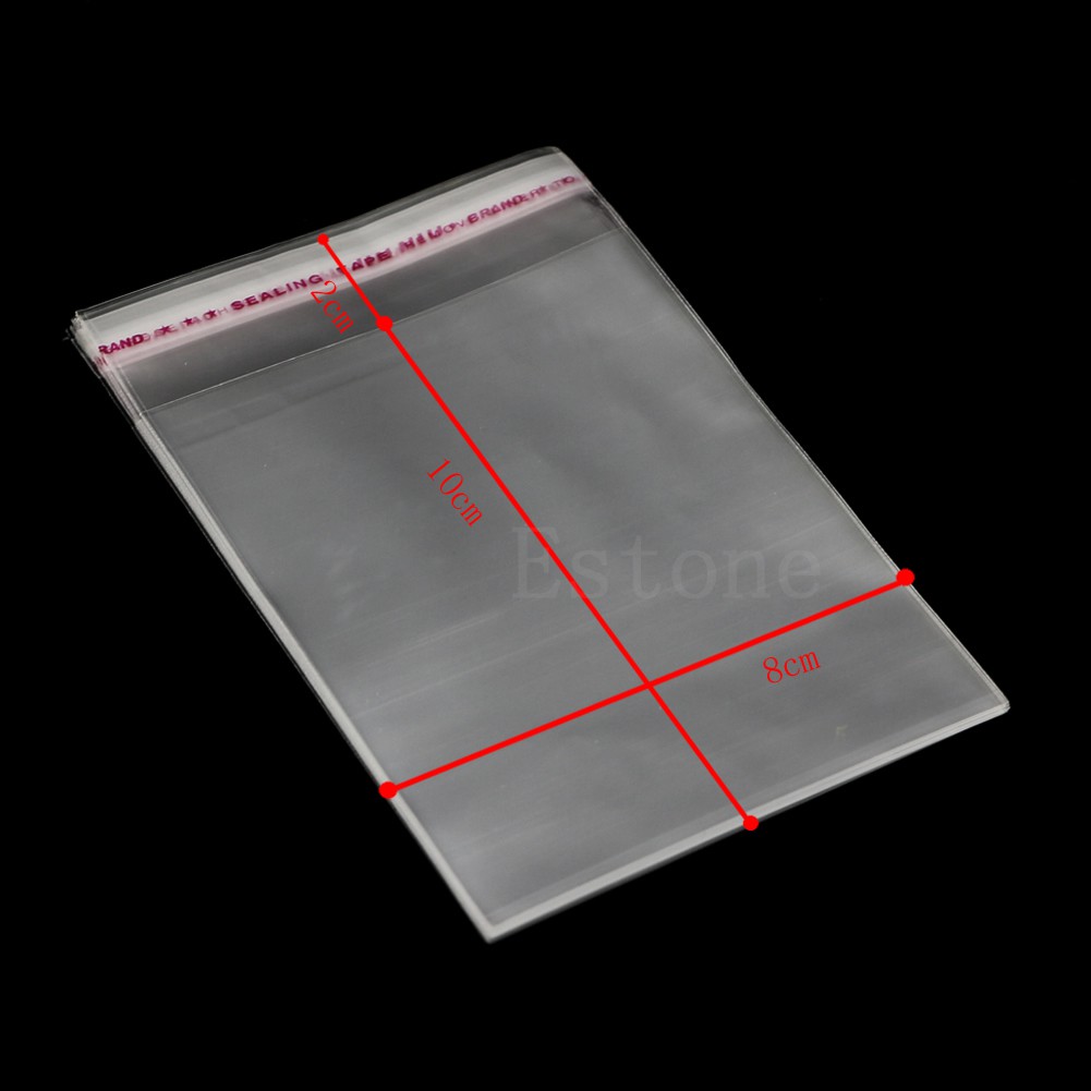 100 túi nylon bóng có keo dán miệng túi 8x12cm 3.1X4.7&quot;