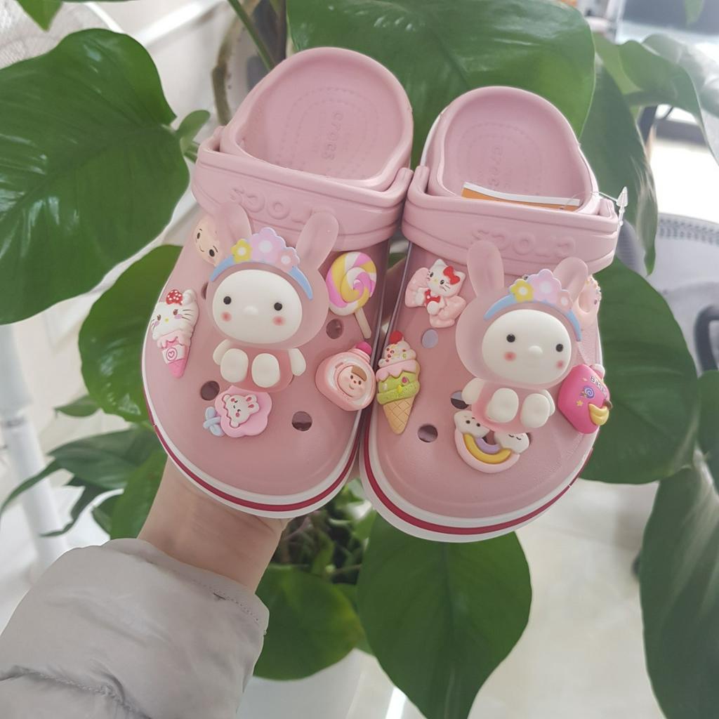 (Tặng 12 Sticker) Dép Sục Crocs Baya Màu Hồng+ Sticker Víp Cho Bé Gái . Sản Phẩm Cao Cấp, Nhựa Không Mùi