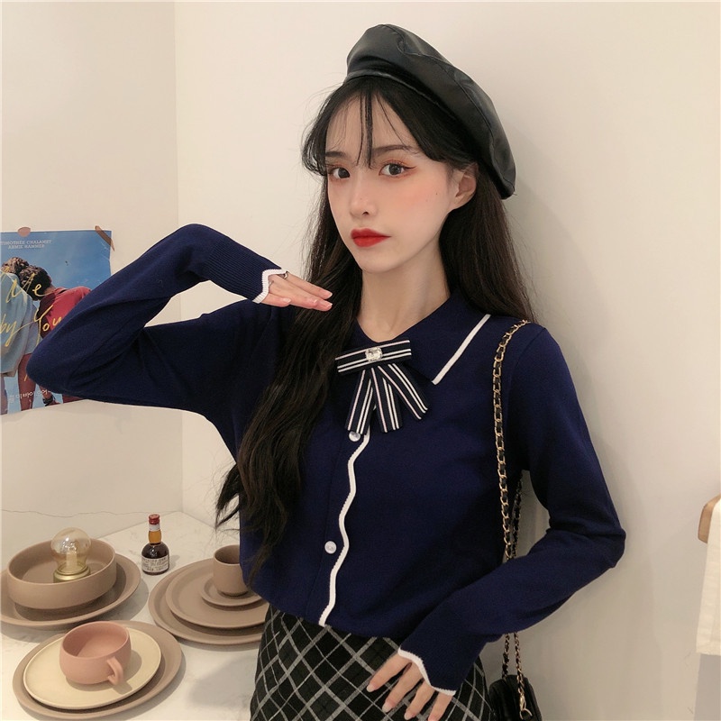 IELGY   Áo sweater Tay Dài Thiết Kế Đơn Giản Thời Trang Cho Nữ