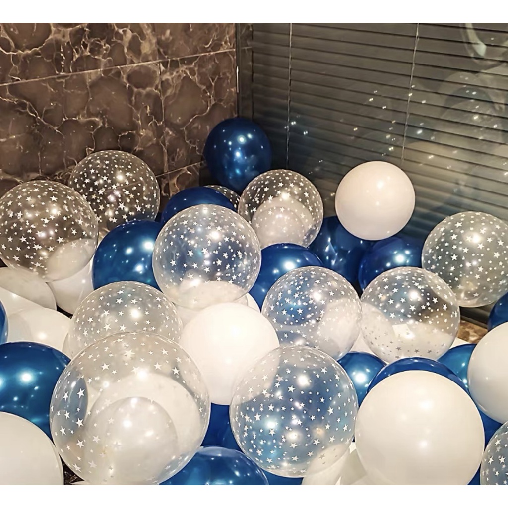 Set 50 bóng bay mix trang trí sinh nhật , đám cưới, mix sẵn các màu,phụ kiện trang trí