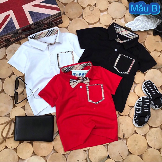 Áo phông túi ngực kèm nơ cho bé từ 9-20kg mã AT40048