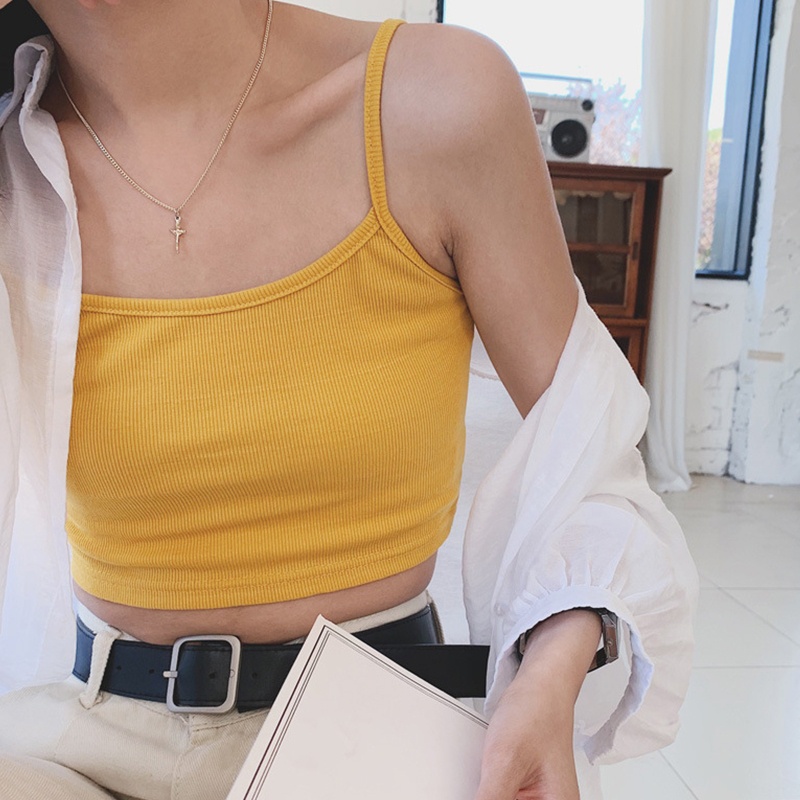 Áo Croptop Hai Dây Màu Sắc Thời Trang Mùa Hè Cho Nữ