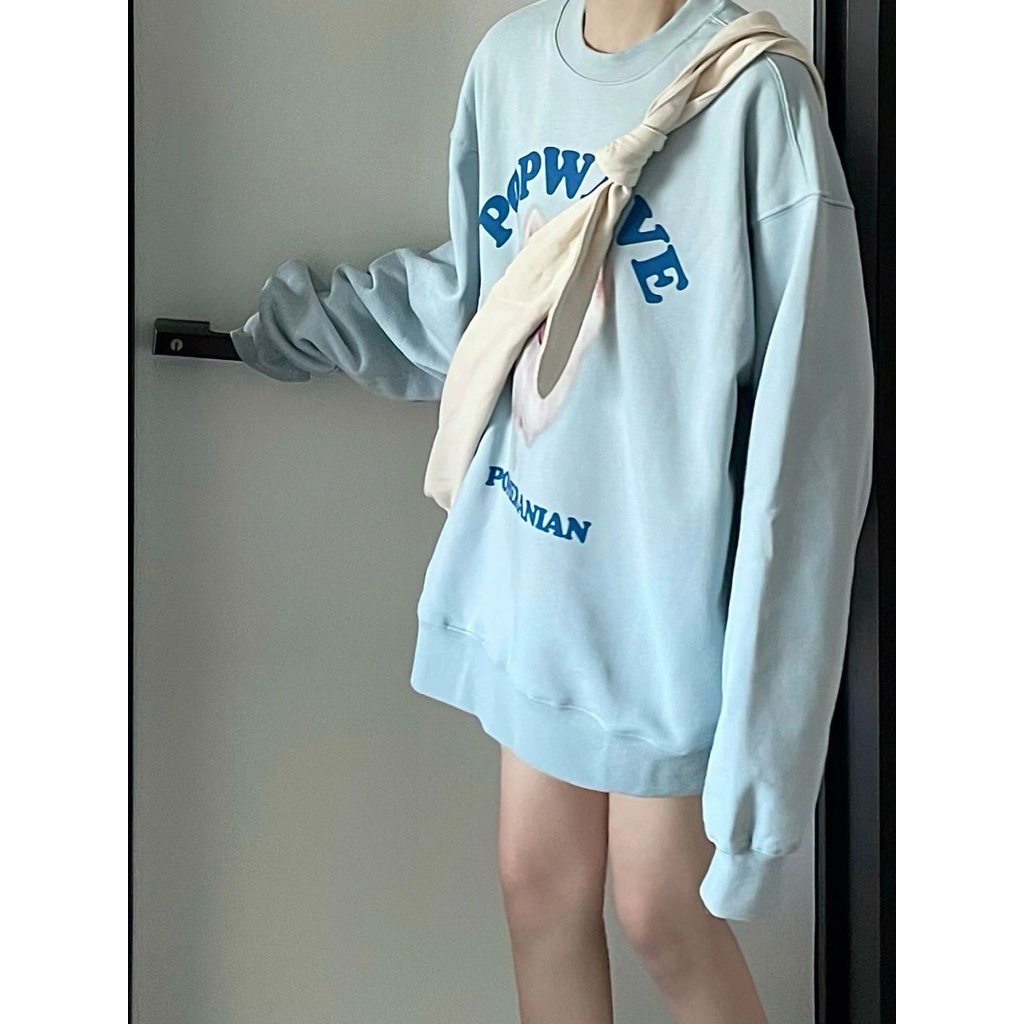 Áo sweater Cổ Tròn Chất Liệu 100% cotton Phong Cách retro Cho Nữ