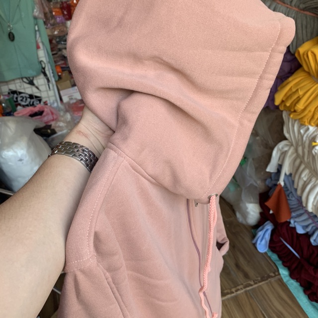 Áo hoodie zipper unisex 2T Store HZ03 màu hồng ruốc - Áo khoác nỉ dây kéo nón 2 lớp dày dặn chất lượng đẹp
