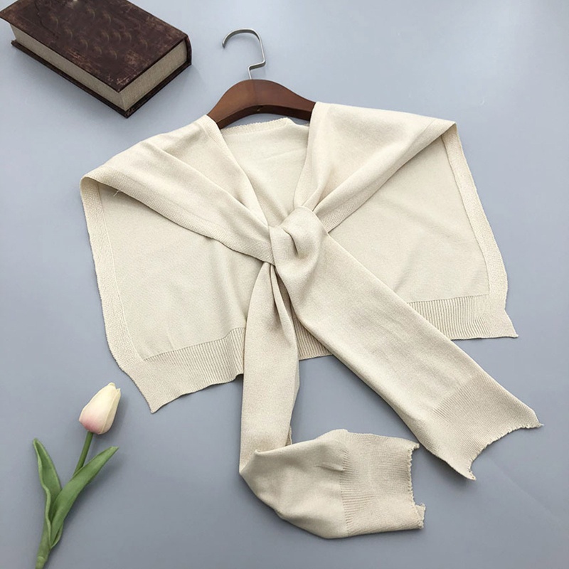 Khăn Choàng Nhỏ Sợi Acrylic Thắt Nút Màu Trơn Xinh Xắn Cho Nữ Vào Mùa Đông