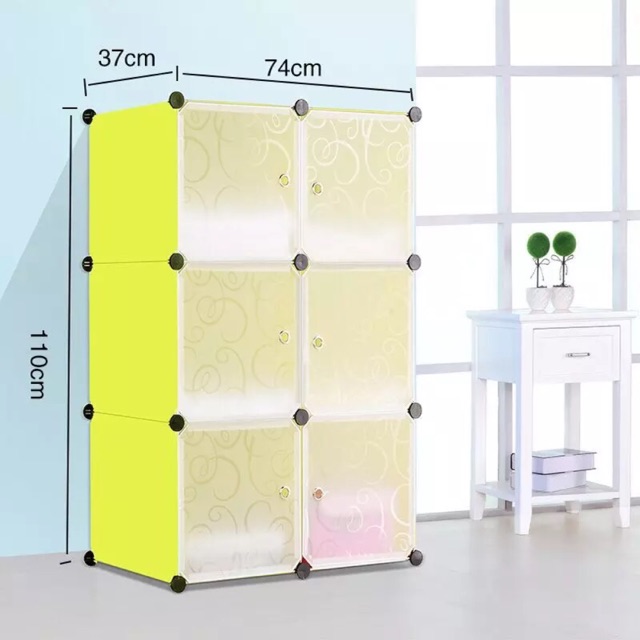 TỦ NHỰA QUẦN ÁO LẮP GHÉP 6 Ô SIZE SÂU 47cm. Tặng móc treo đồ.