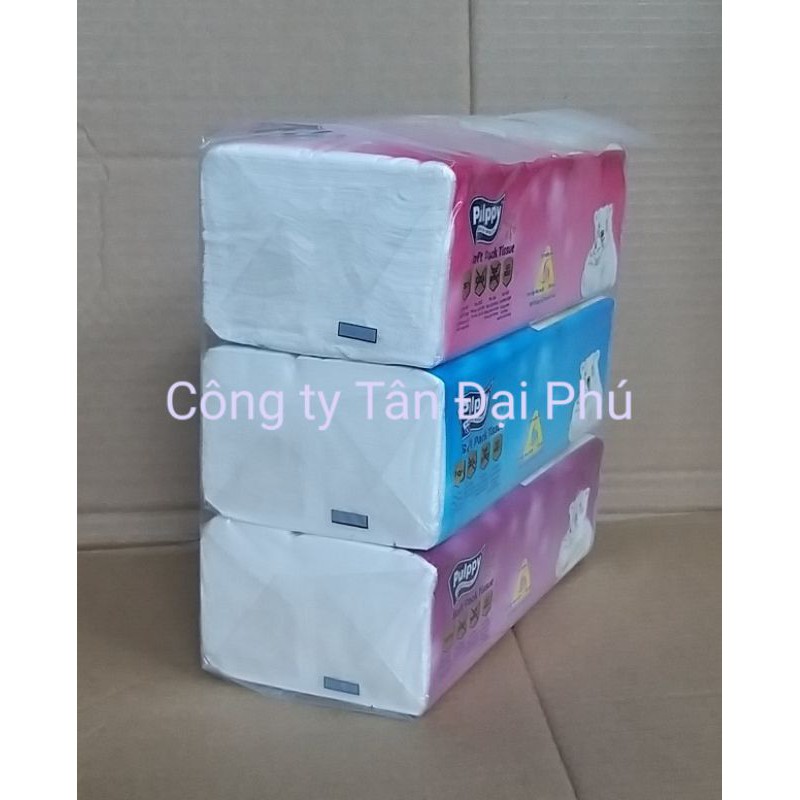 Combo 3 gói khăn giấy rút Pulppy 180 tờ - Pulppy softpack tissue 180s
