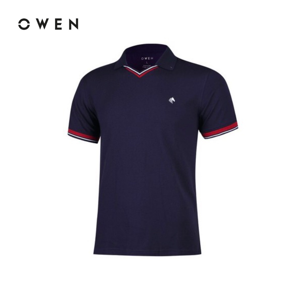 Áo Polo Owen Cotton màu xanh đen Bodyfit - PAT20198