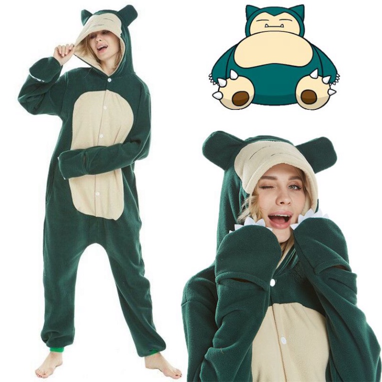 [O] Pokemon Kigurumi Anime Snorlax Cosplay Pajamas Jumpsuit Adult Sleepwear Onesie [Miu Cosplay] | BigBuy360 - bigbuy360.vn