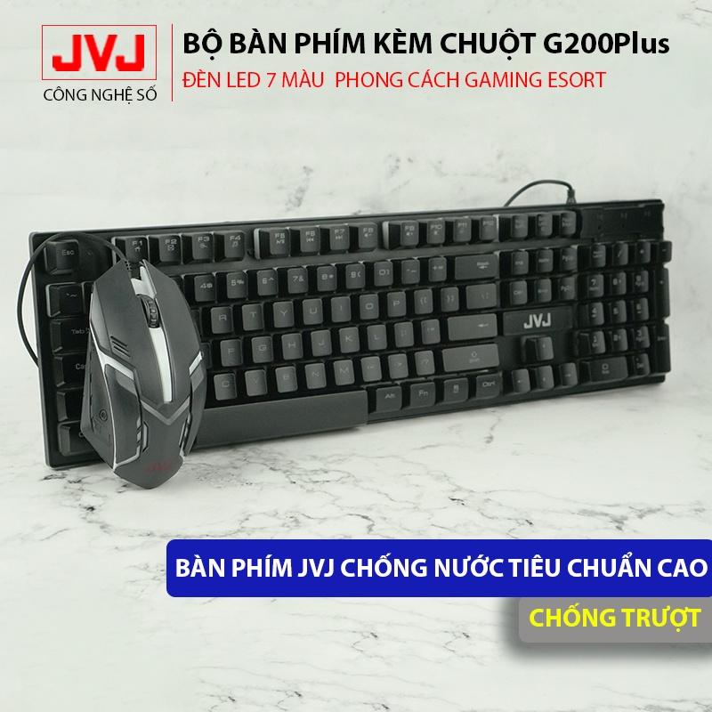 Bộ bàn phím máy tính kèm chuột JVJ G200Plus có dây, đèn LED RGB 7 màu – BH 12 tháng