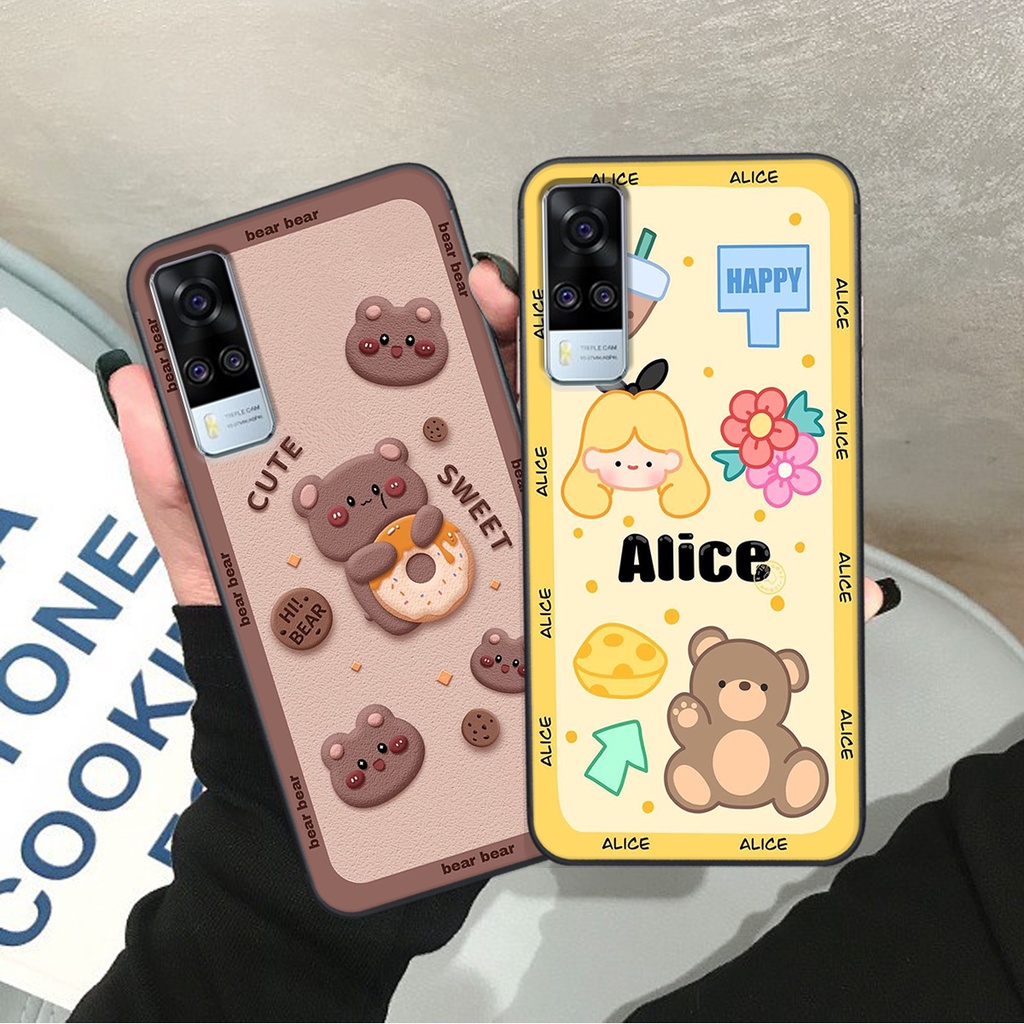 Ốp lưng Vivo Y51 2020 in hình Gấu nâu - hồng, Gấu Be@rick  cực CUTE, DỄ THƯƠNG