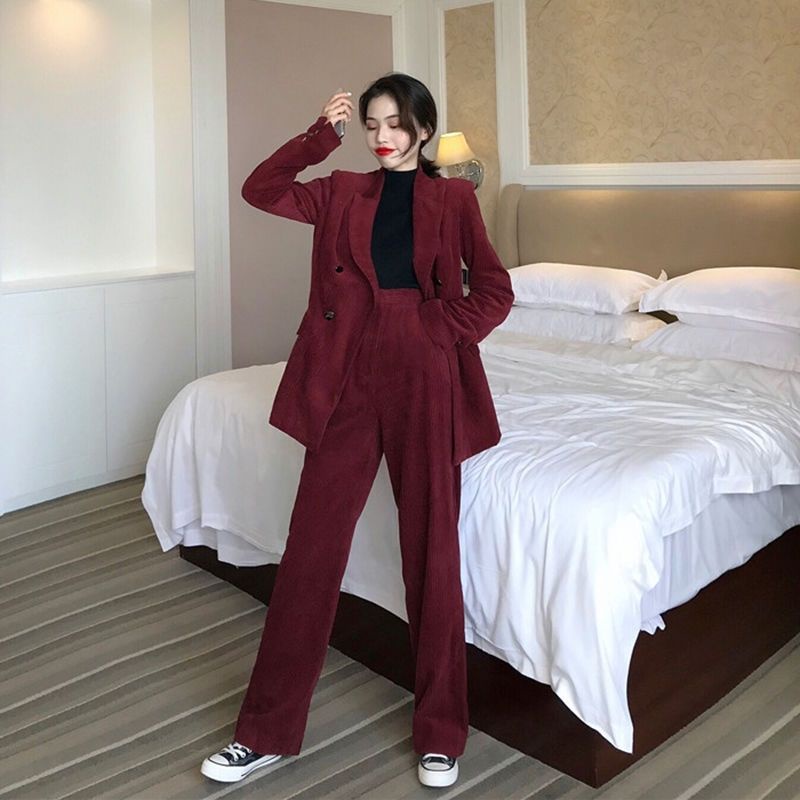 (Hàng order) Set vest nhung đỏ phối chân váy chữ A hoặc quàn ống rộng | BigBuy360 - bigbuy360.vn