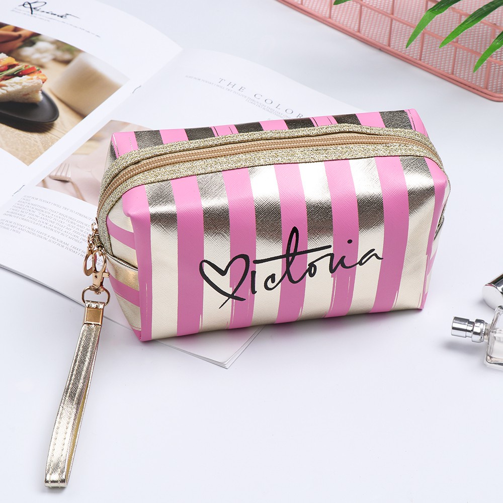 MIHAN1 Toiletry Case Travel Makeup Case Storage Bag Cellphone Pouch Cosmetic Bags Portable Waterproof PVC Pouch Stripe Multi-function Coin Purse/Multicolor