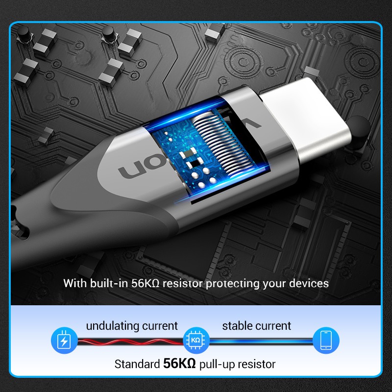 Dây cáp sạc VENTION 3A đầu USB type C sạc nhanh cho điện thoại Samsung Huawei Android | BigBuy360 - bigbuy360.vn
