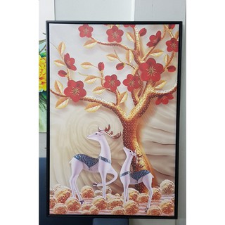Tranh in Đôi bạn Hươu Canvas