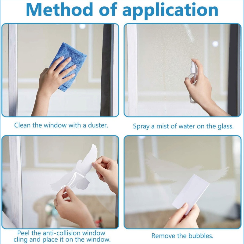 Set 4 Tờ 4 / 16 Miếng Dán Cửa Kính / Cửa Sổ / Cửa Ra Vào / Văn Phòng Chống Va Chạm In Họa