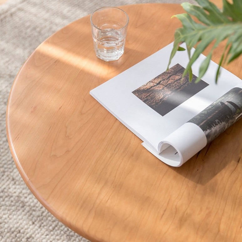 Bàn tròn đường kính lớn  dùng 4 chân gỗ tự nhiên cao cấp làm bàn trà, cafe, sofa, đọc sách