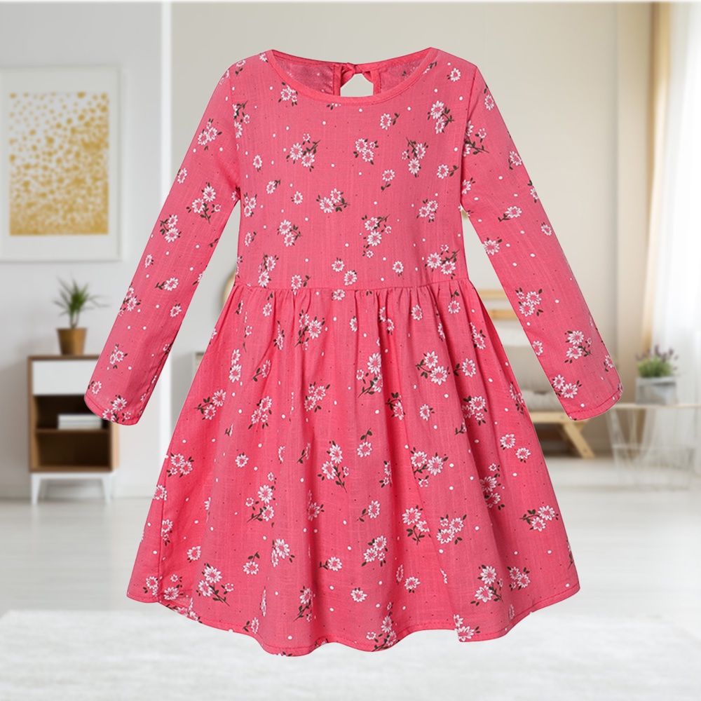 Váy Công Chúa Bé gái Dài Tay Hàng Có Sẵn Đầm Tay Dài In Họa Tiết Cho Bé Dự Tiệc Ngày Lễ Hội
