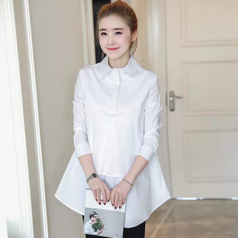 Áo bầu sơmi nữ 2 tầng DÀI TAY phong cách công sở