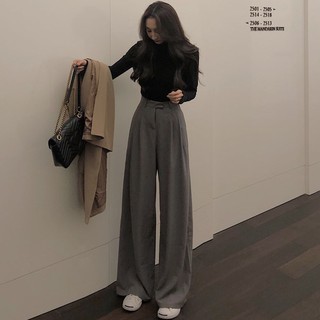 Quần ulzzang ống loe 2 màu đen xám hàng order 7 đến 10 ngày