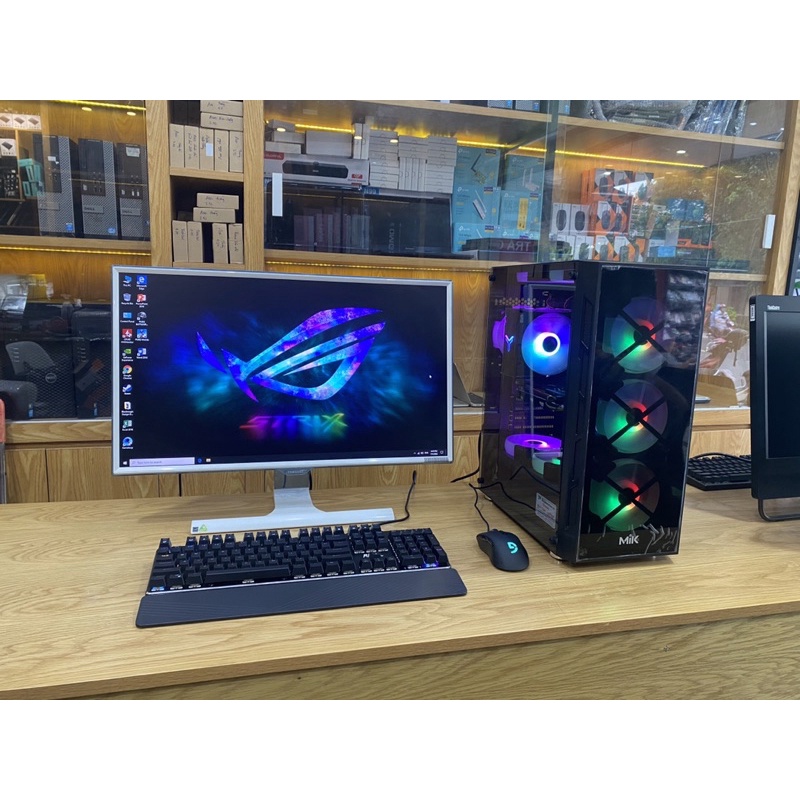 Dàn pc chuyên game, đồ hoạ i7 ram 16G vga 6G lcd 27" phím chuột cơ