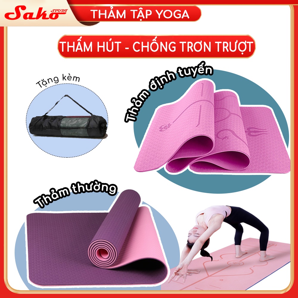 Thảm Tập Yoga Định Tuyến 2 lớp 6 mm cao cấp, gấp gọn, du lịch tiện lợi SAKO SPORT