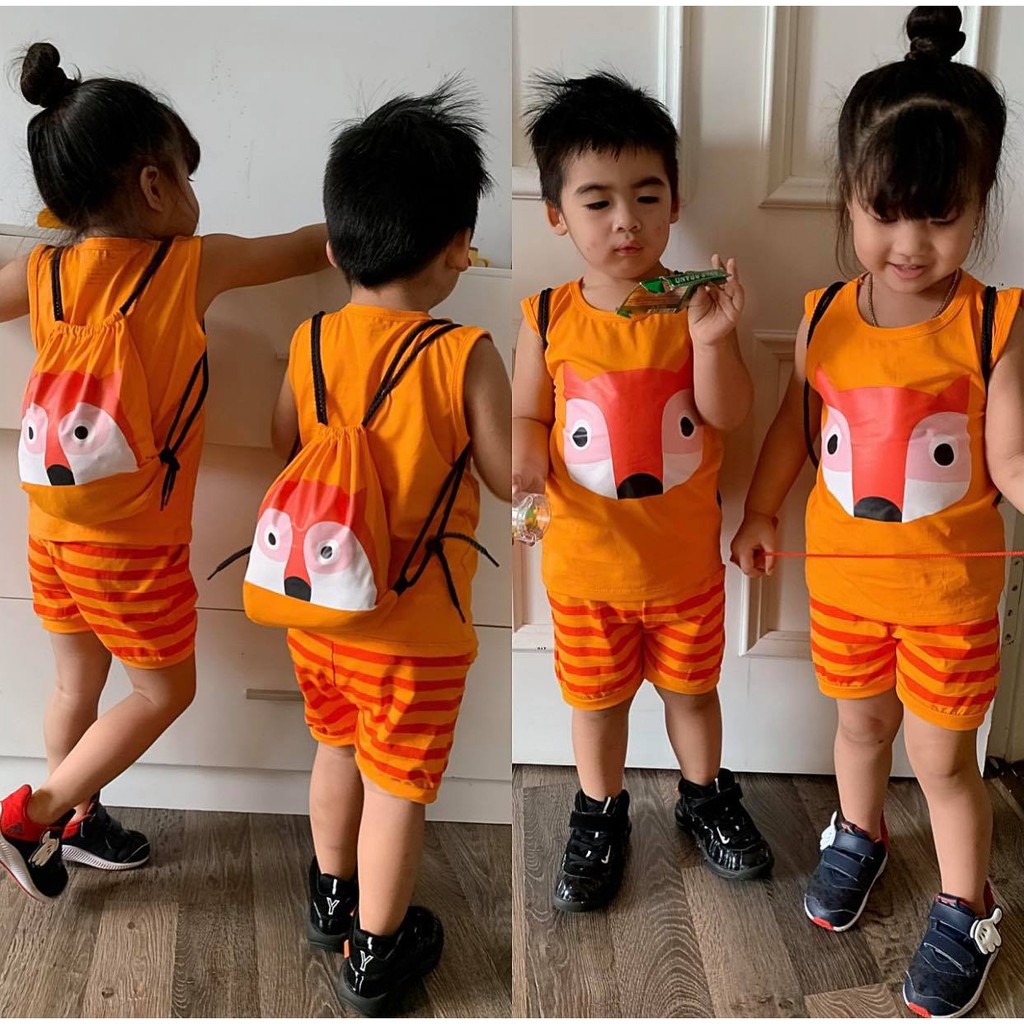 Bộ ba lỗ kèm túi siêu kute cho bé trai, bé gái - B3LKT