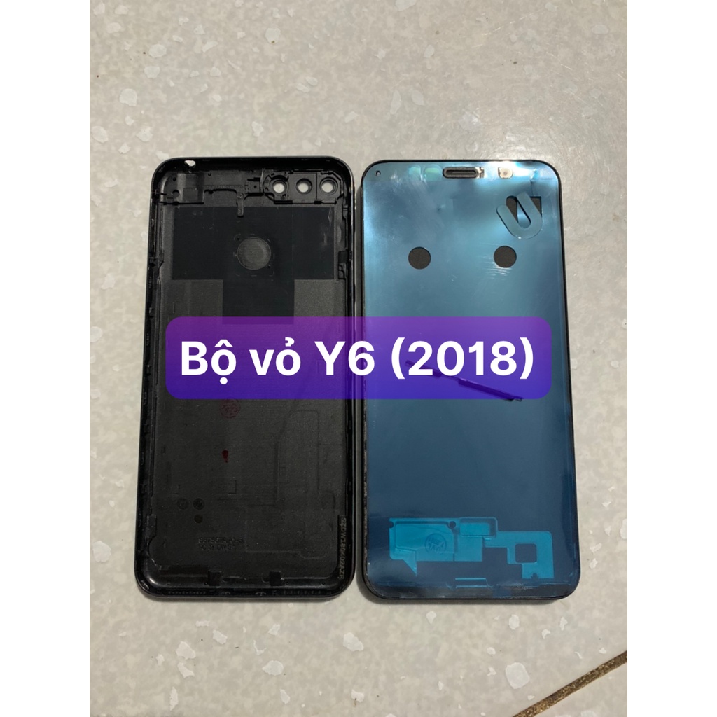 bộ xương vỏ huawei Y6 (2018) - gồm lưng,xương,phím,kính camera